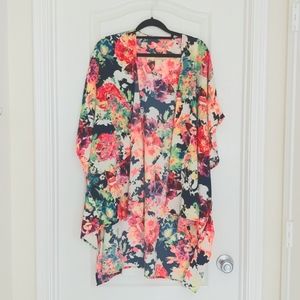 Medium bright floral kimono